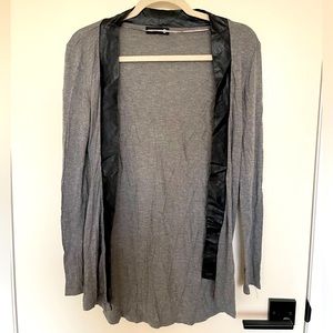 ✨5/$25✨Cotton On Lightweight Gray Cardigan with Faux Leather Trim